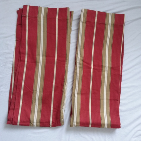 Pottery Barn Accents Pb Red Gold Stripe Curtain Panel 47 X 60